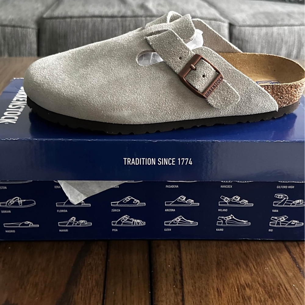 Birkenstock Gray Suede Mules